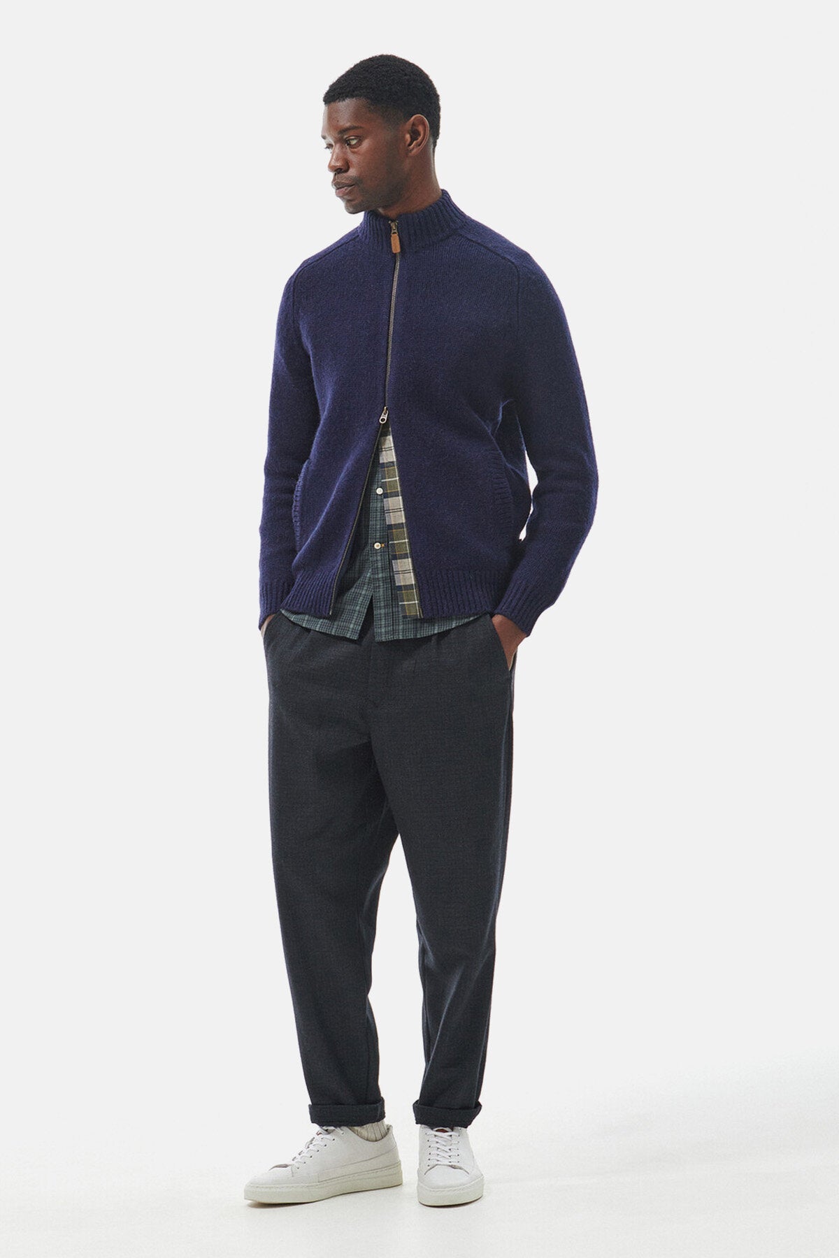 Calder Zip Through Jumper - NAVY