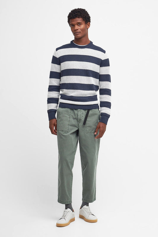 Craster Striped Crew Neck Jumper - NAVY