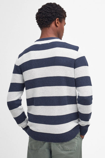 Craster Striped Crew Neck Jumper - NAVY