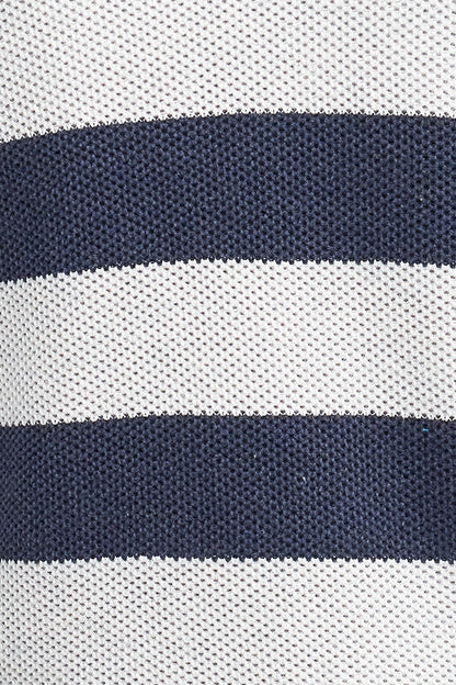 Craster Striped Crew Neck Jumper - NAVY