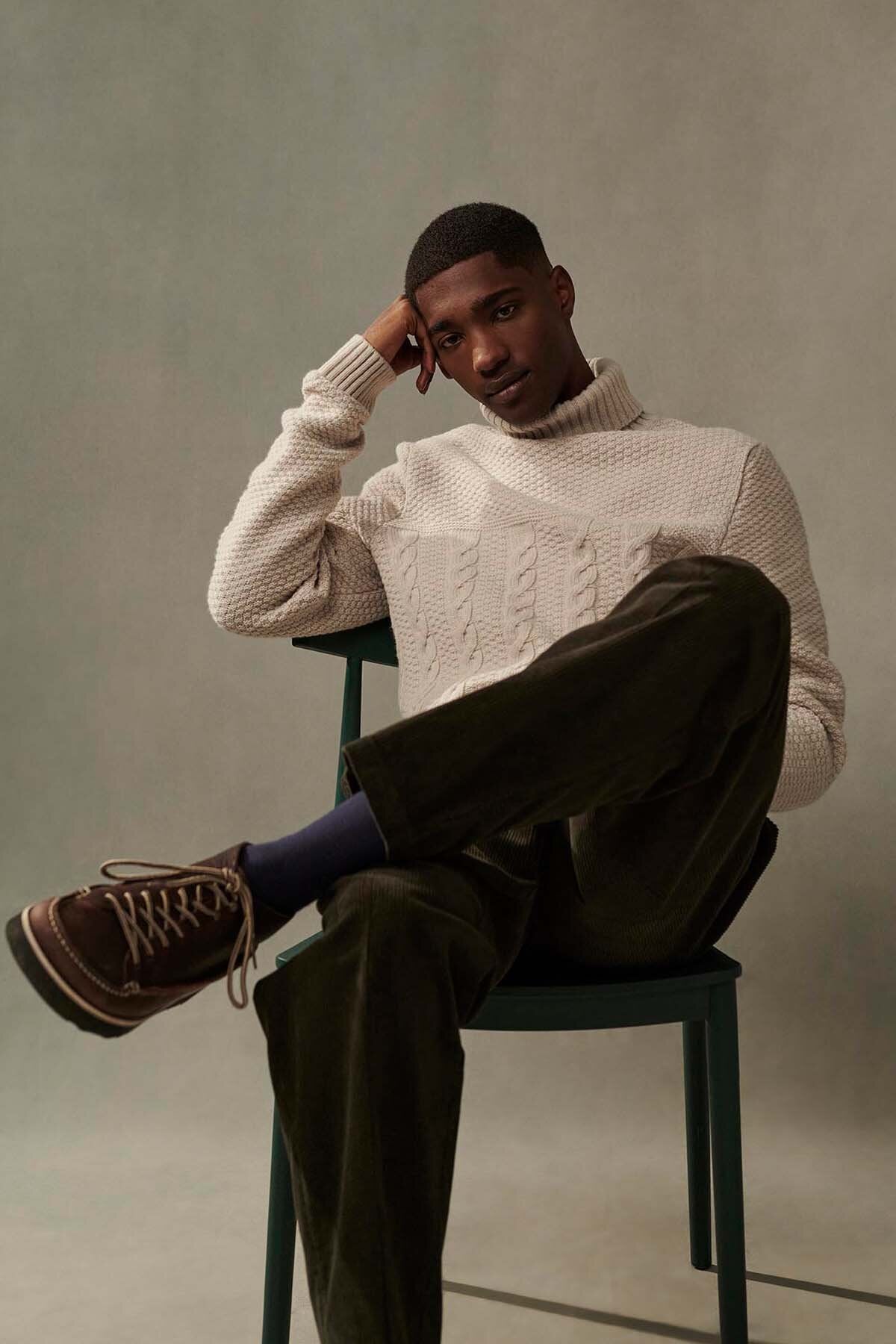 Daleside Roll-Neck Jumper - CHALK MARL