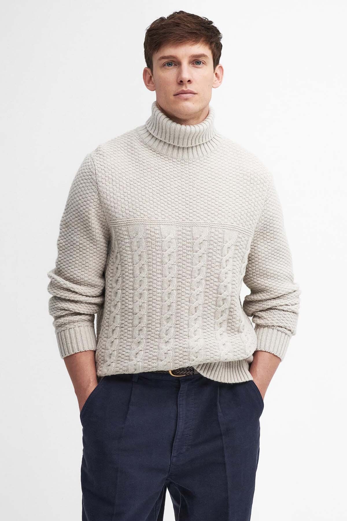 Daleside Roll-Neck Jumper - CHALK MARL