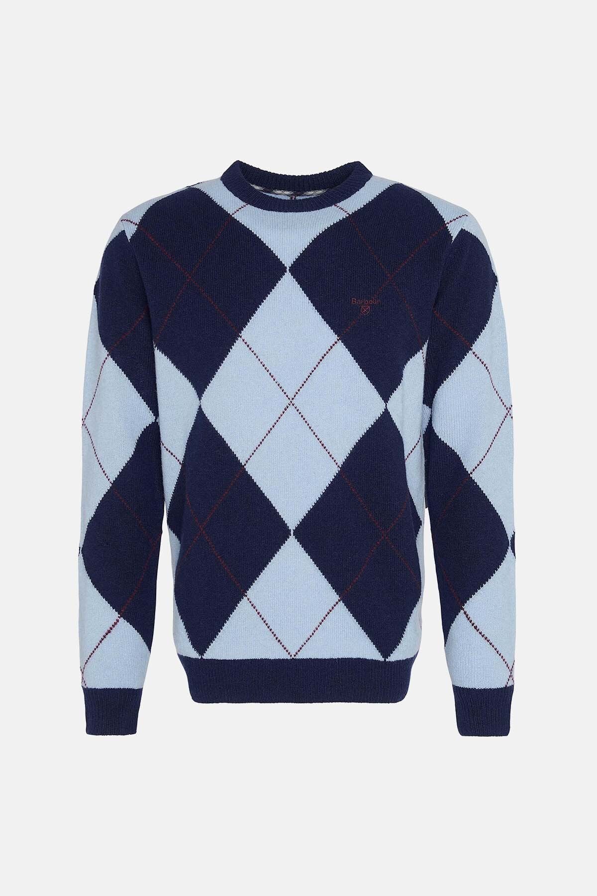 Sutherwell Argyle Crew Neck Jumper - NAVY