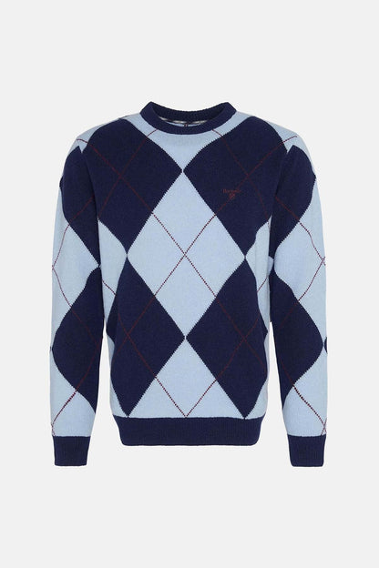 Sutherwell Argyle Crew Neck Jumper - NAVY