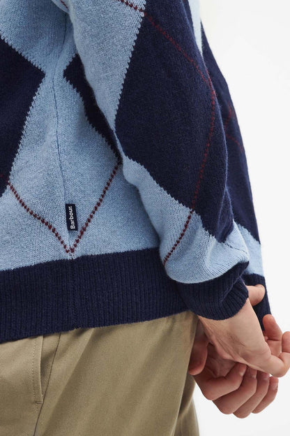 Sutherwell Argyle Crew Neck Jumper - NAVY