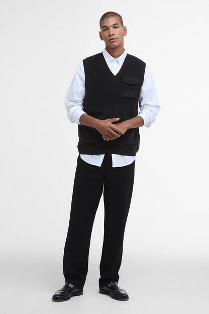 Multi-Pocket Sweater Vest - BLACK