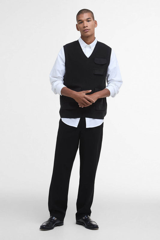Multi-Pocket Sweater Vest - BLACK