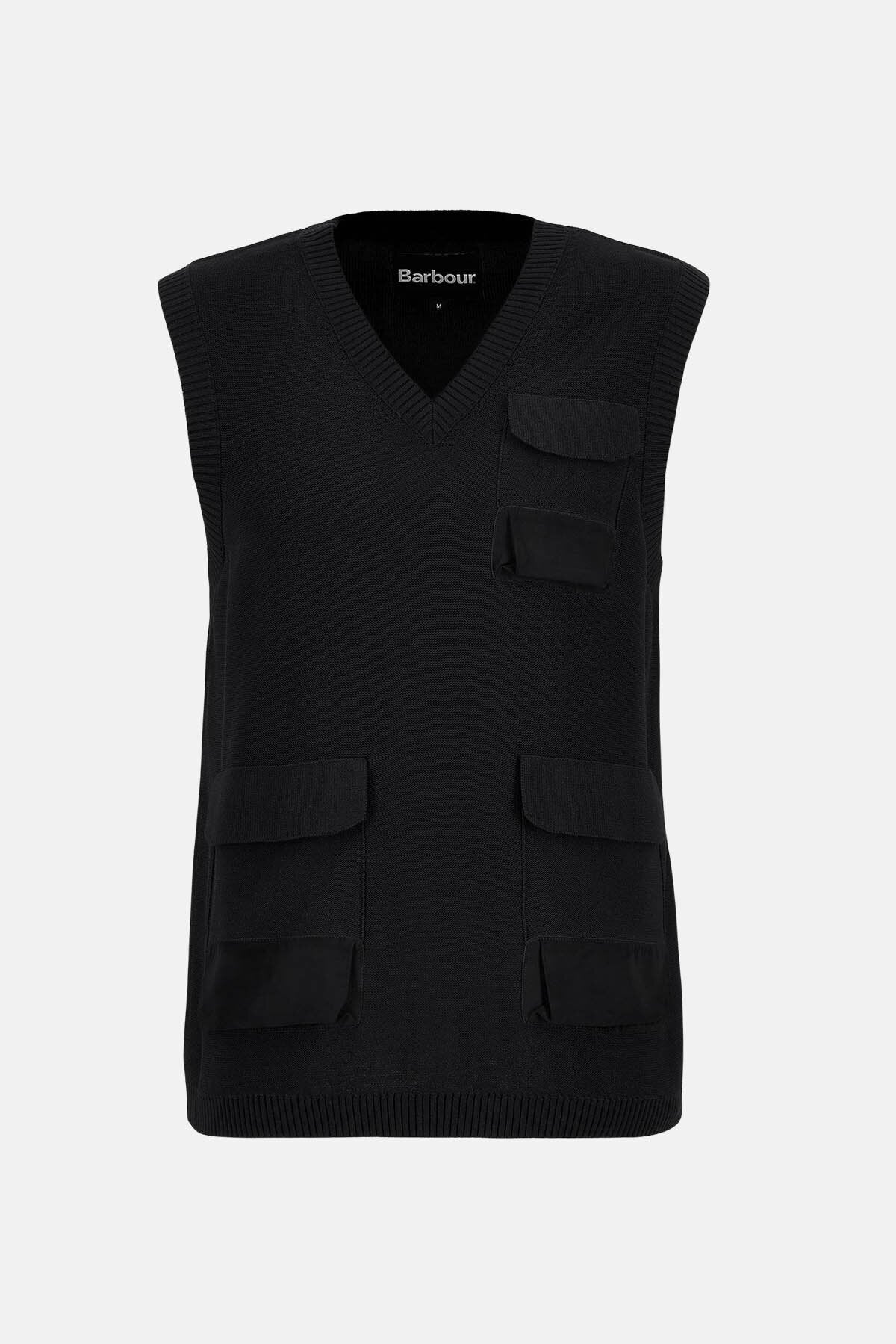 Multi-Pocket Sweater Vest - BLACK
