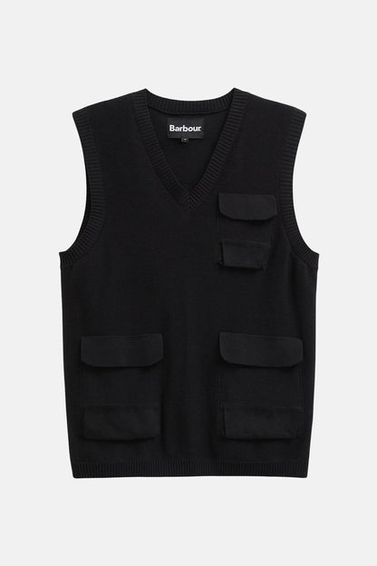 Multi-Pocket Sweater Vest - BLACK