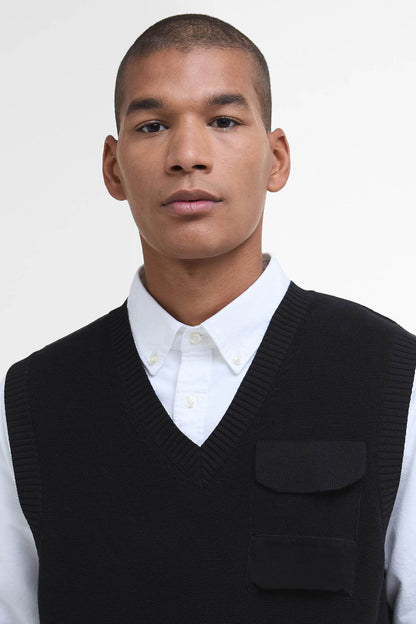 Multi-Pocket Sweater Vest - BLACK