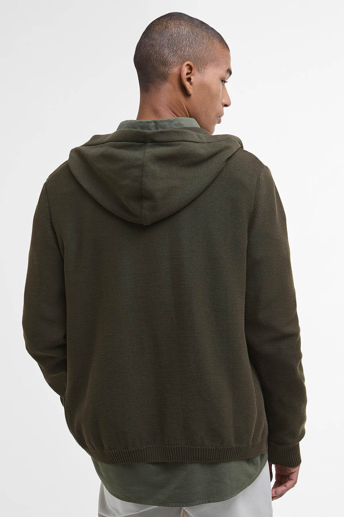 Multi-Pocket Knitted Hoodie - DARK OLIVE