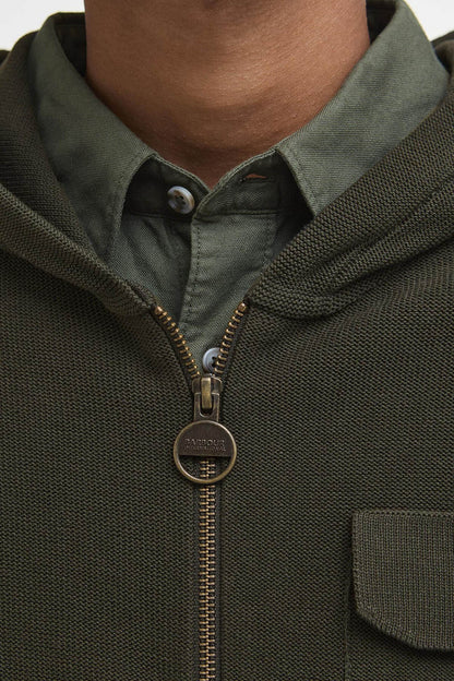 Multi-Pocket Knitted Hoodie - DARK OLIVE