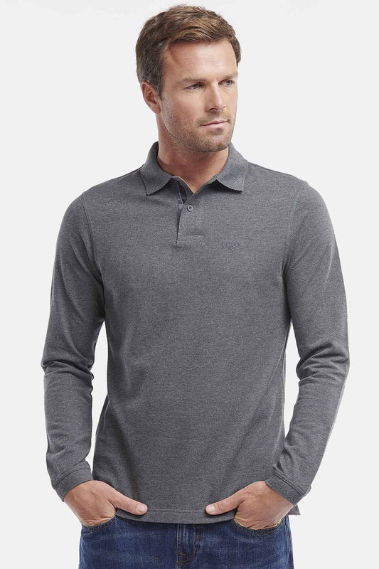 Essential Long-Sleeve Polo Shirt - SLATE MARL