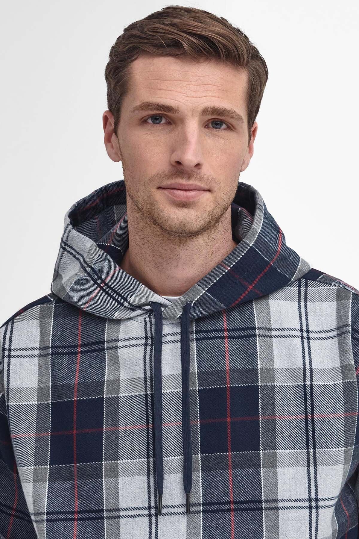 Brough Tartan Hoodie - BLUE GRANITE TARTAN
