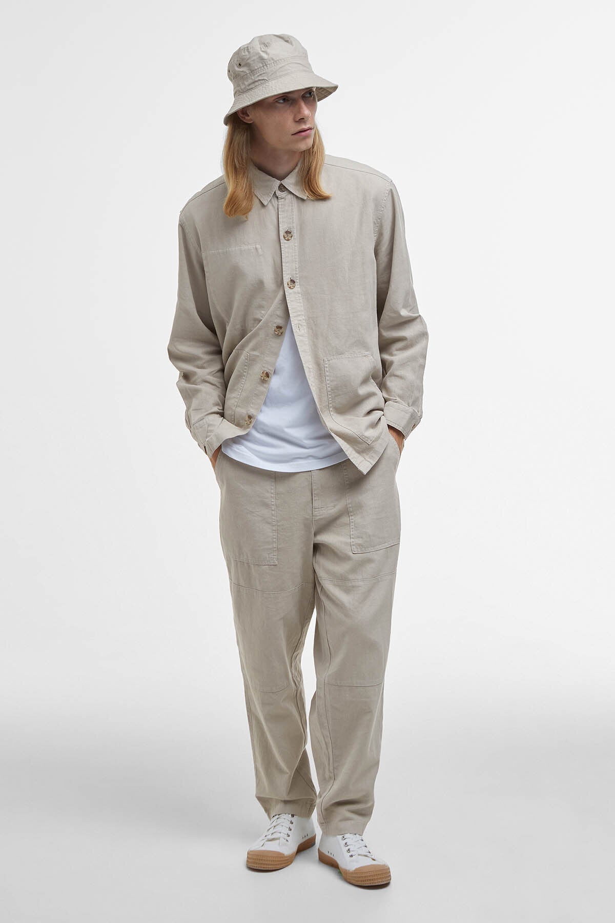Natural Linen-Blend Overshirt - MIST