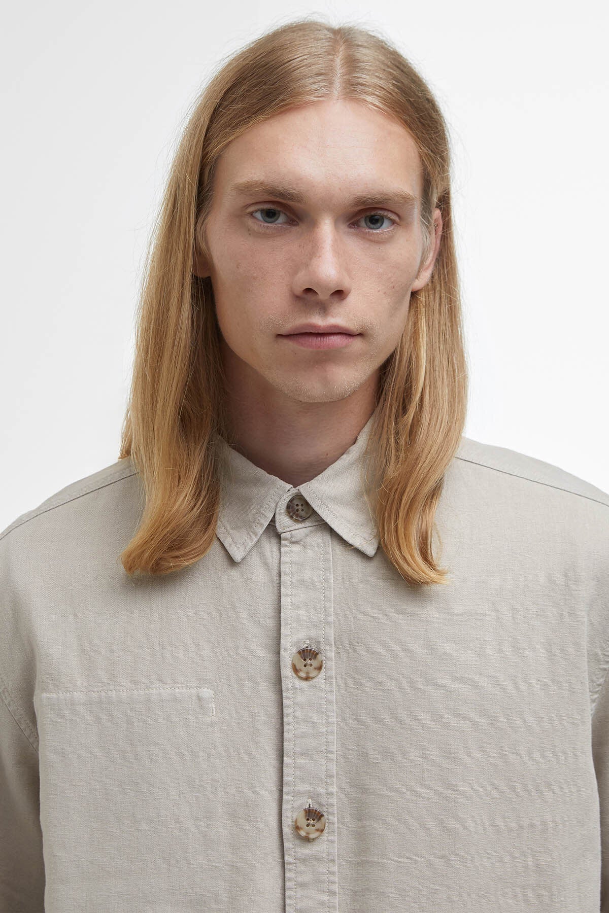 Natural Linen-Blend Overshirt - MIST