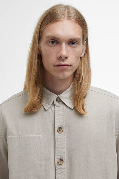 Natural Linen-Blend Overshirt - MIST