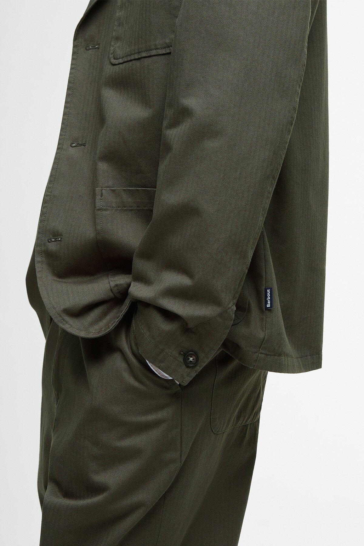 Bayview Herringbone Overshirt - UNIFORM GREEN