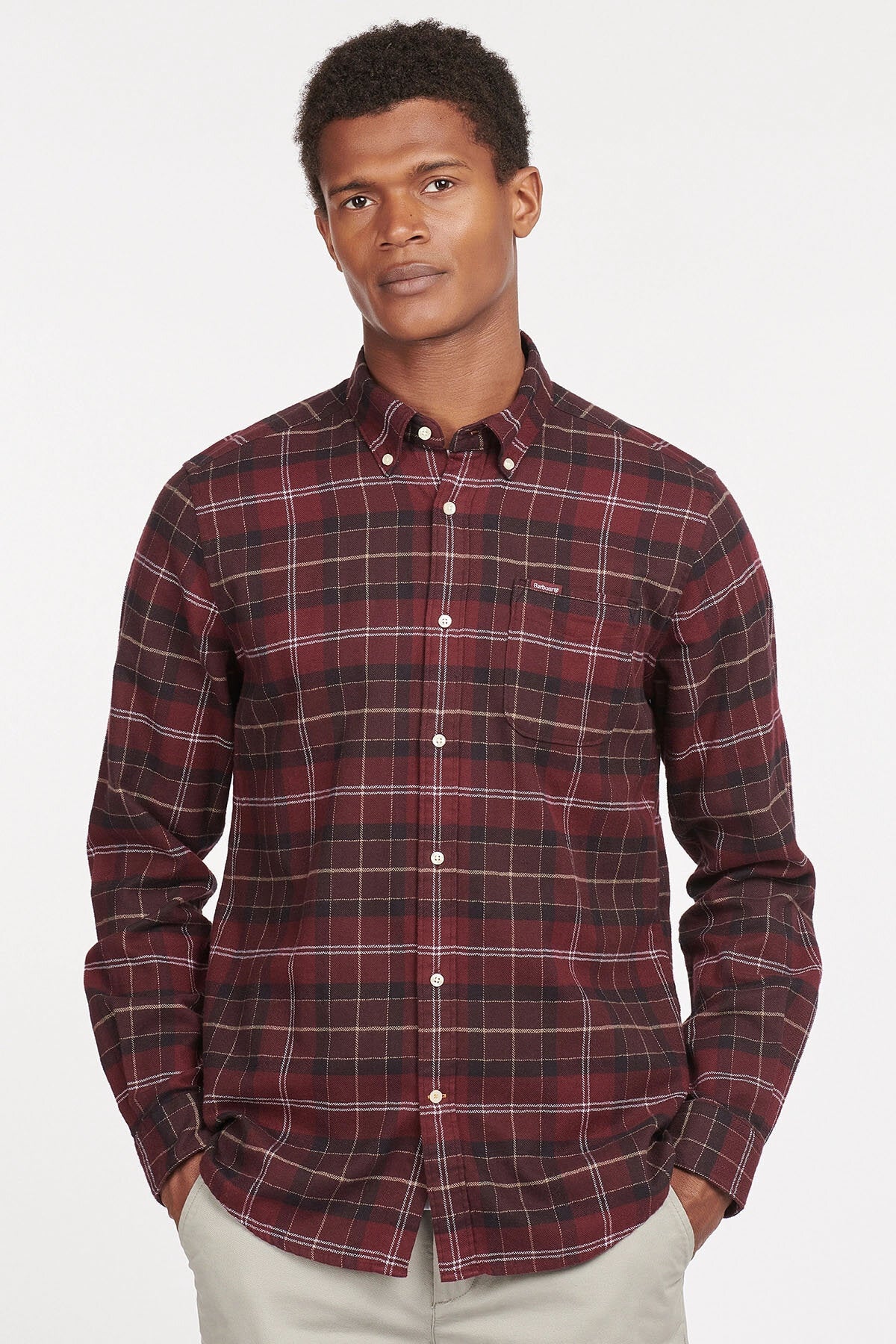 Shirt with breast pocket - WINTER RED TARTAN