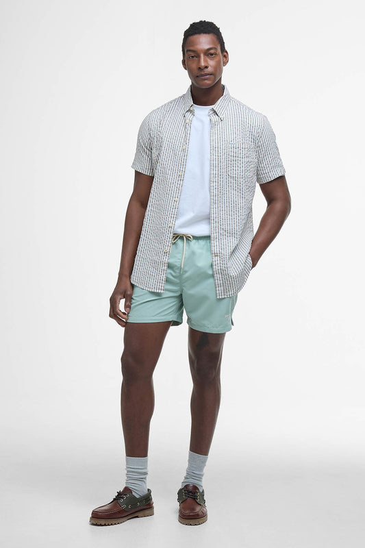 Cresswell Seersucker Regular Short-Sleeved Shirt - STONE