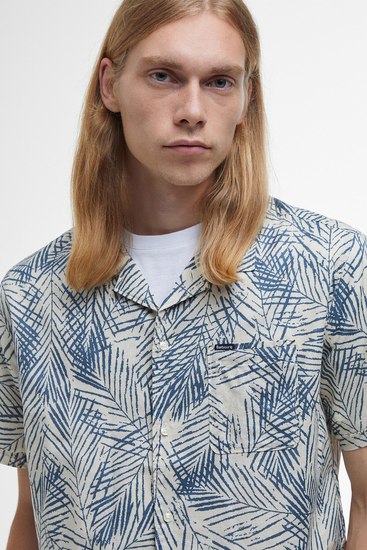 Falmouth Printed Regular Short-Sleeved Shirt - OATMEAL
