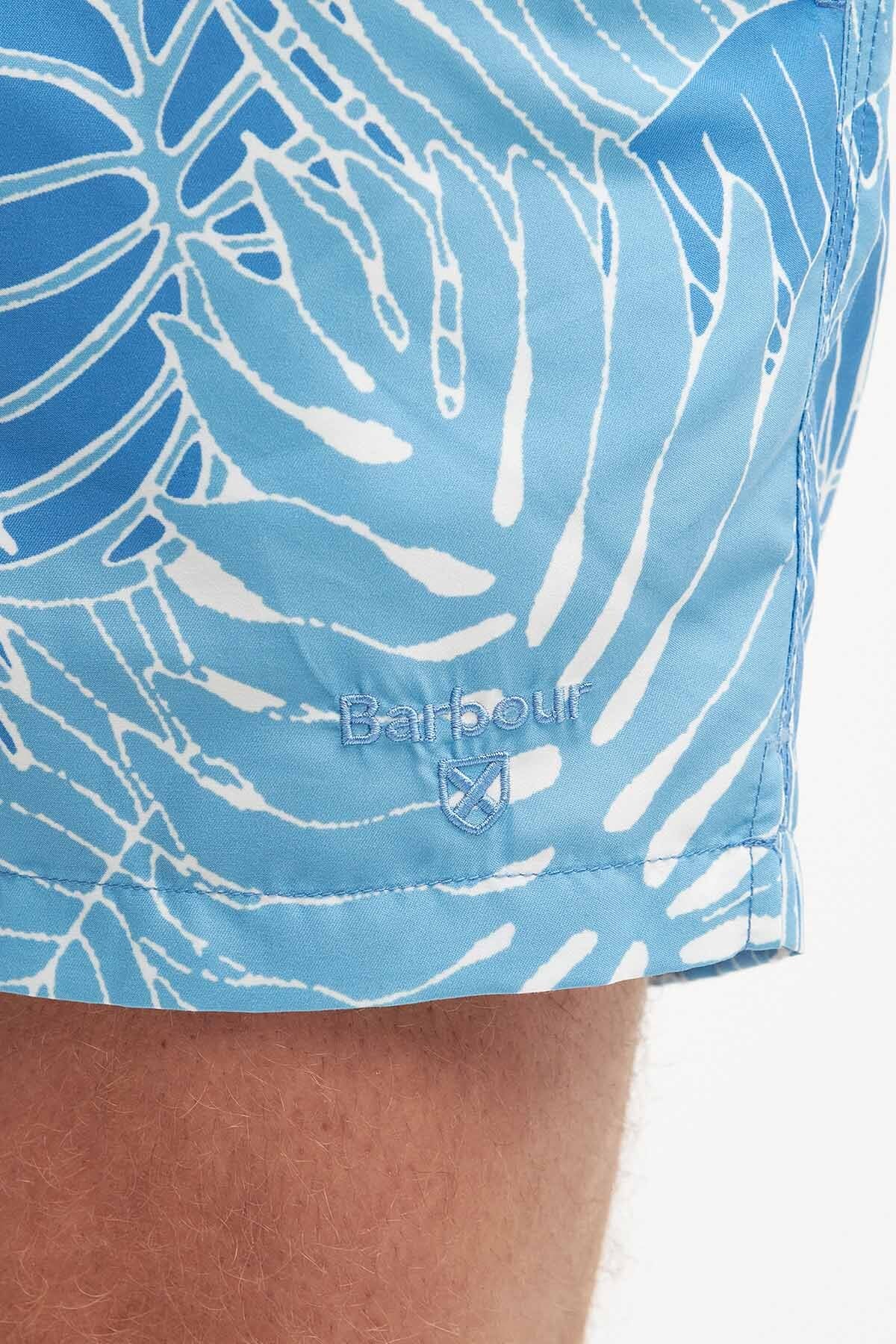 Cornwall Palm-Leaf Swim Shorts - BLUE