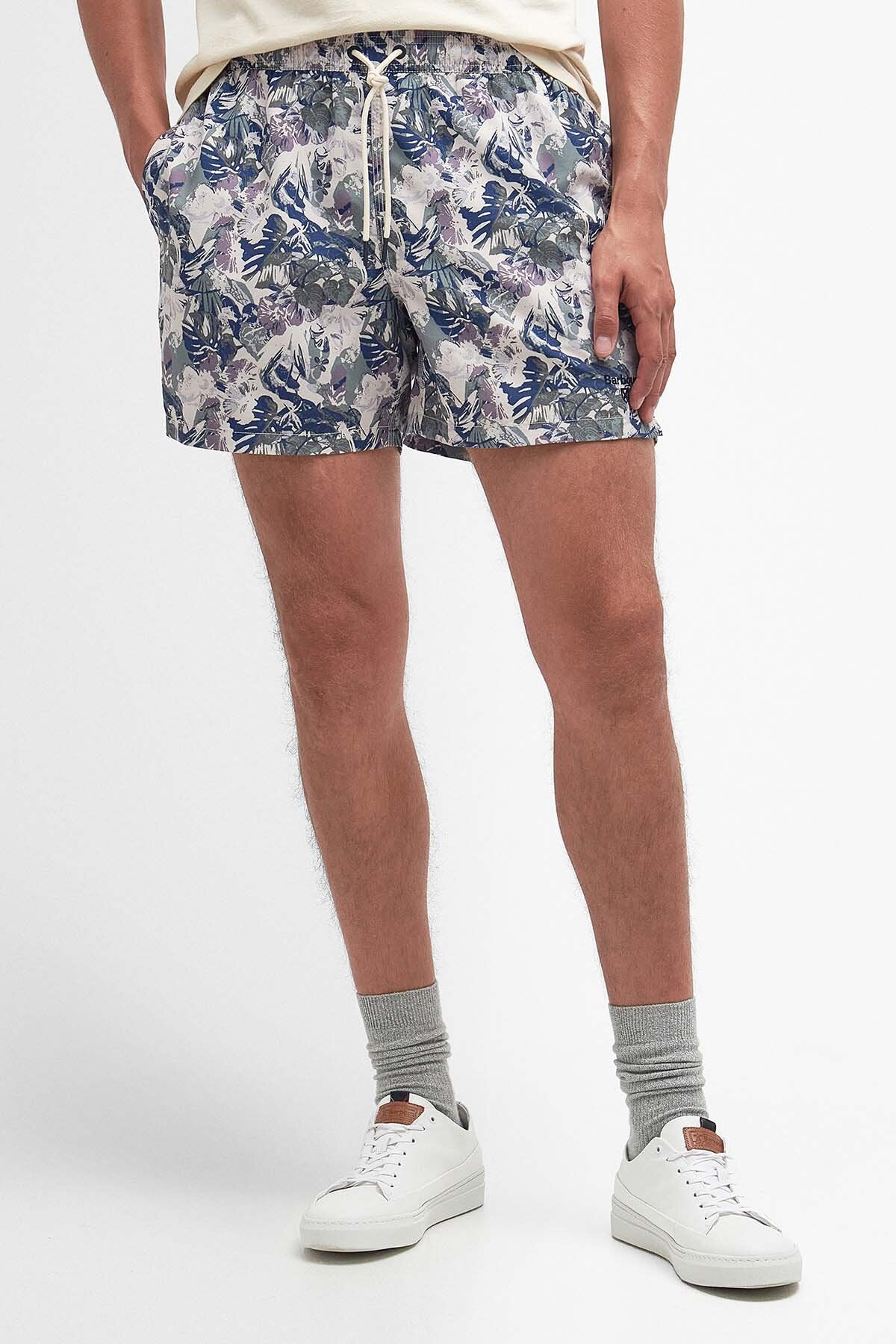 Hindle Palm-Leaf Swim Shorts - OLIVE
