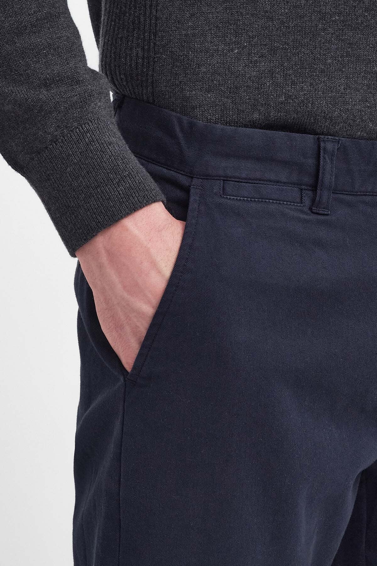 Washed Stretch Tailored Trousers - DARK NAVY