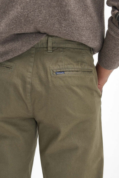 Washed Stretch Tailored Trousers - OLIVE