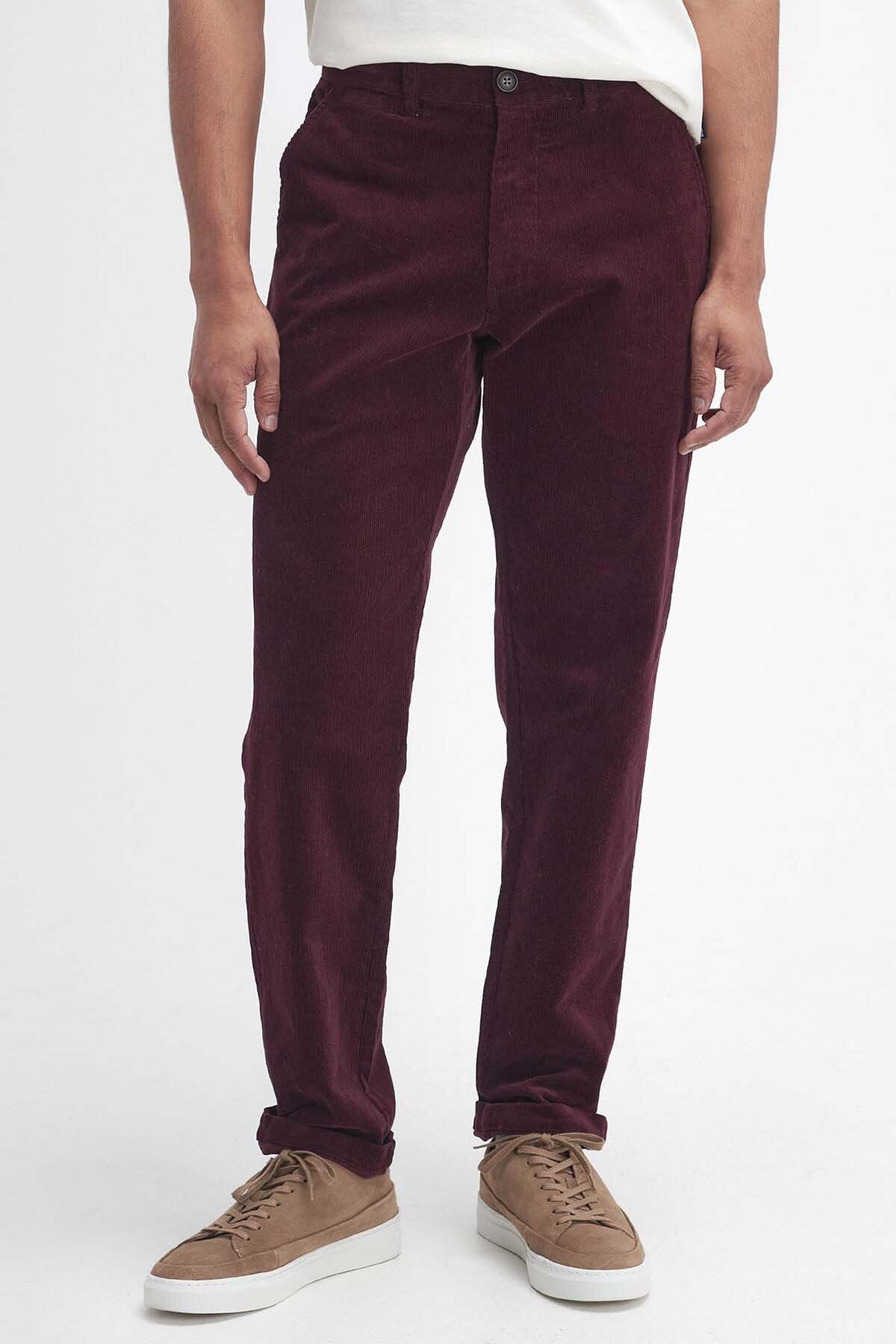 Stretch Cord Tailored Trousers - DARK MERLOT