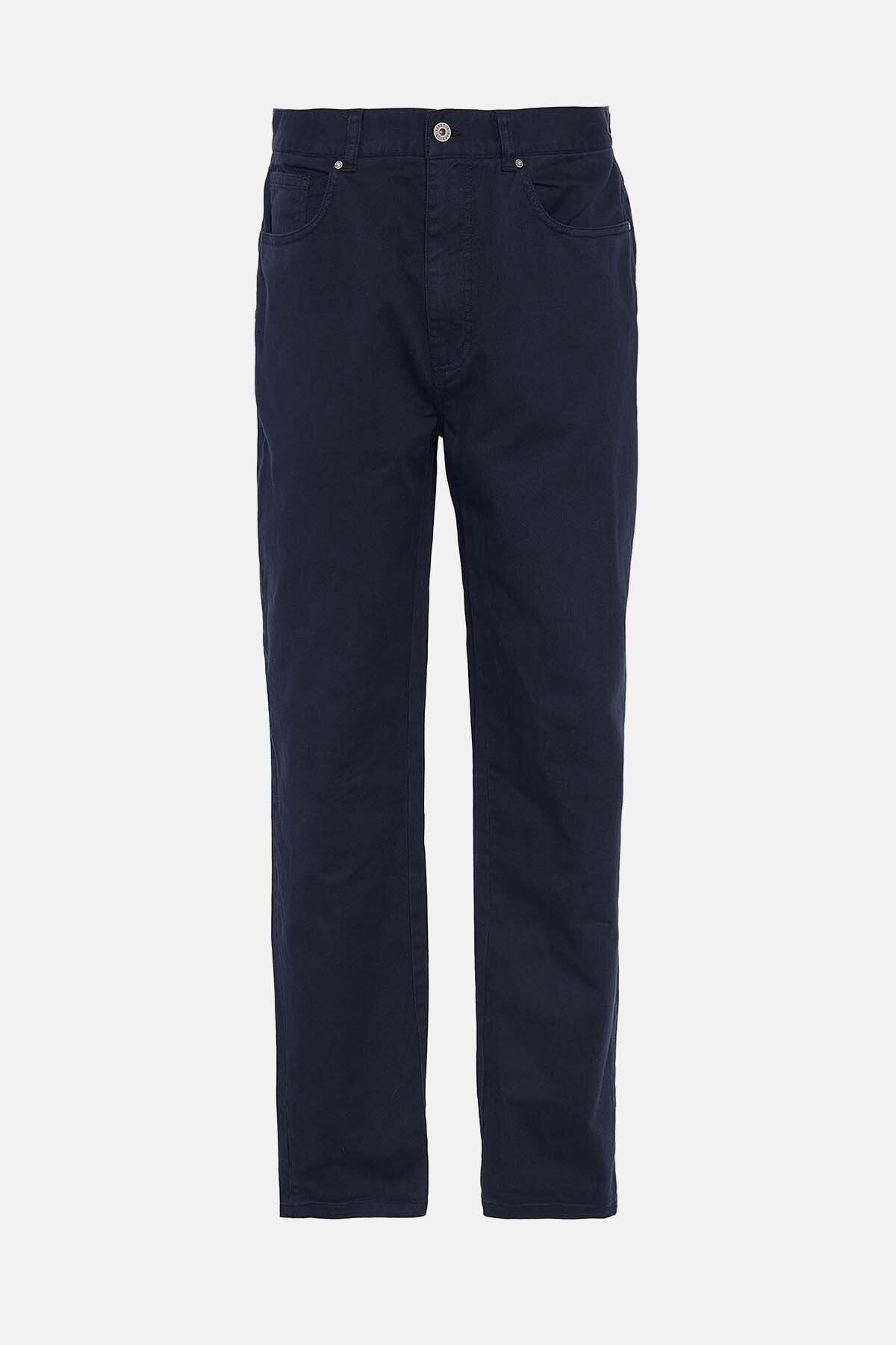 Washed Stretch Regular Trousers - DARK NAVY