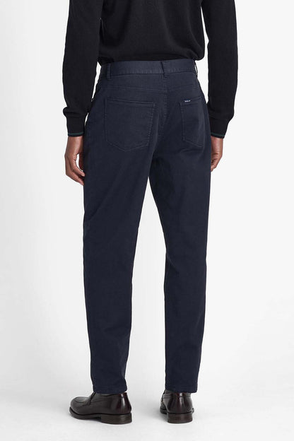 Washed Stretch Regular Trousers - DARK NAVY