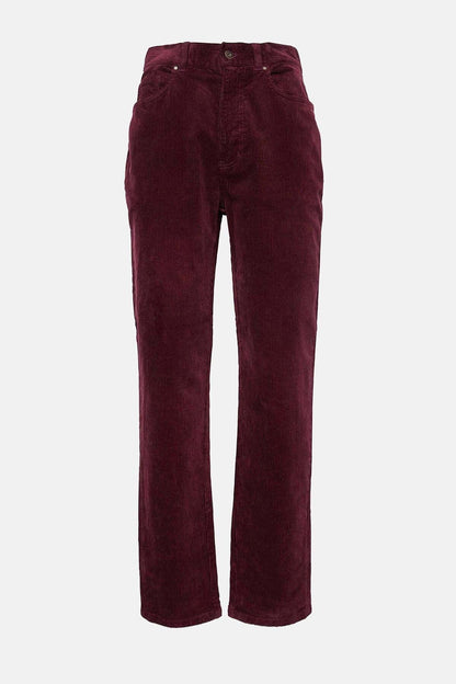 Stretch Cord Regular Trousers - DARK MERLOT