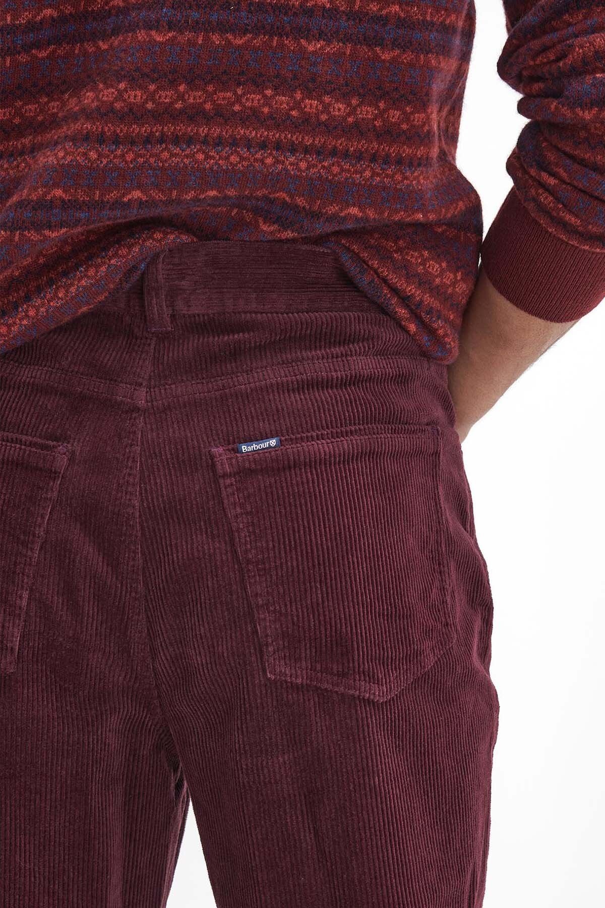 Stretch Cord Regular Trousers - DARK MERLOT