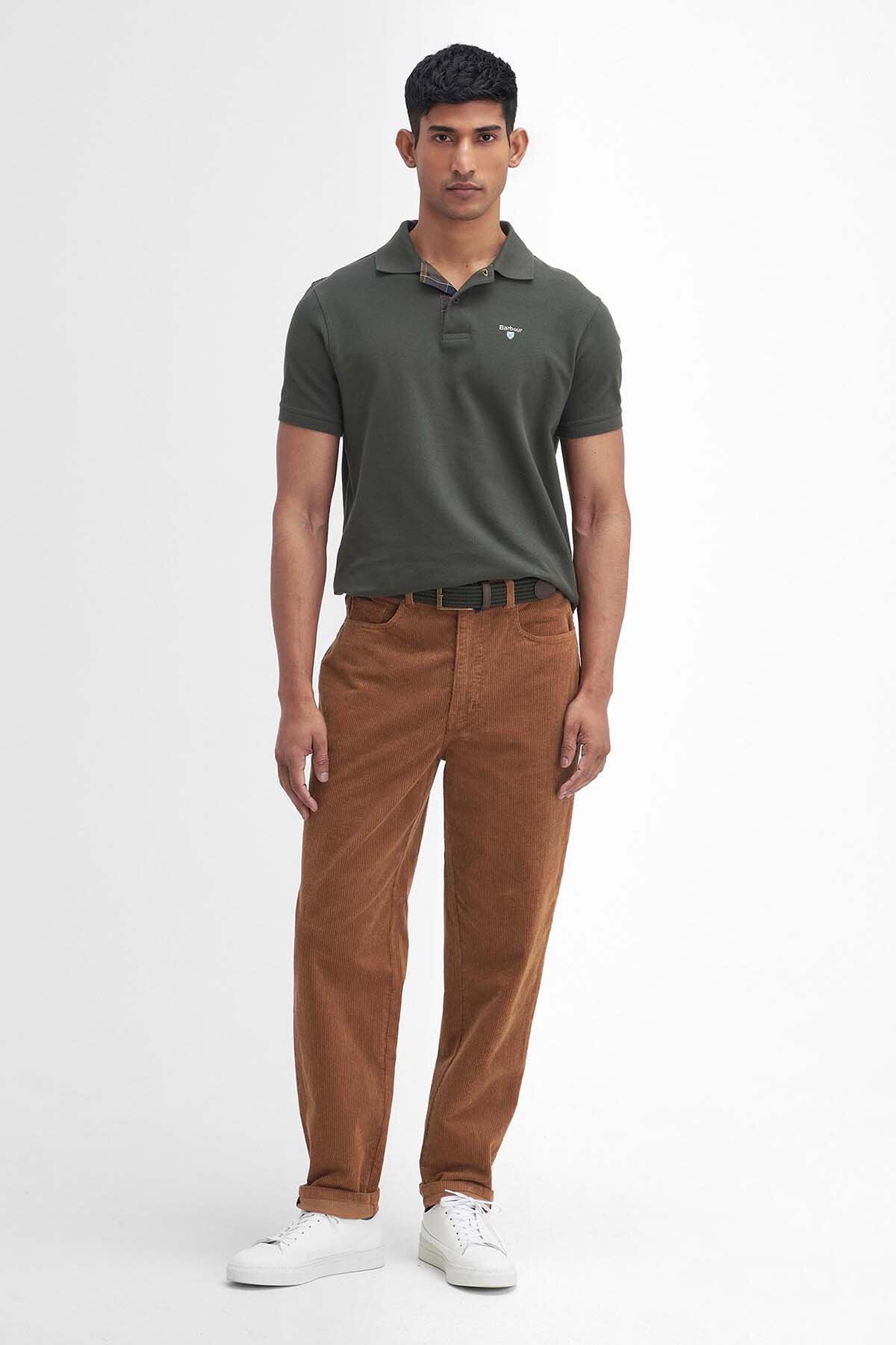 Stretch Cord Regular Trousers - DARK HONEY