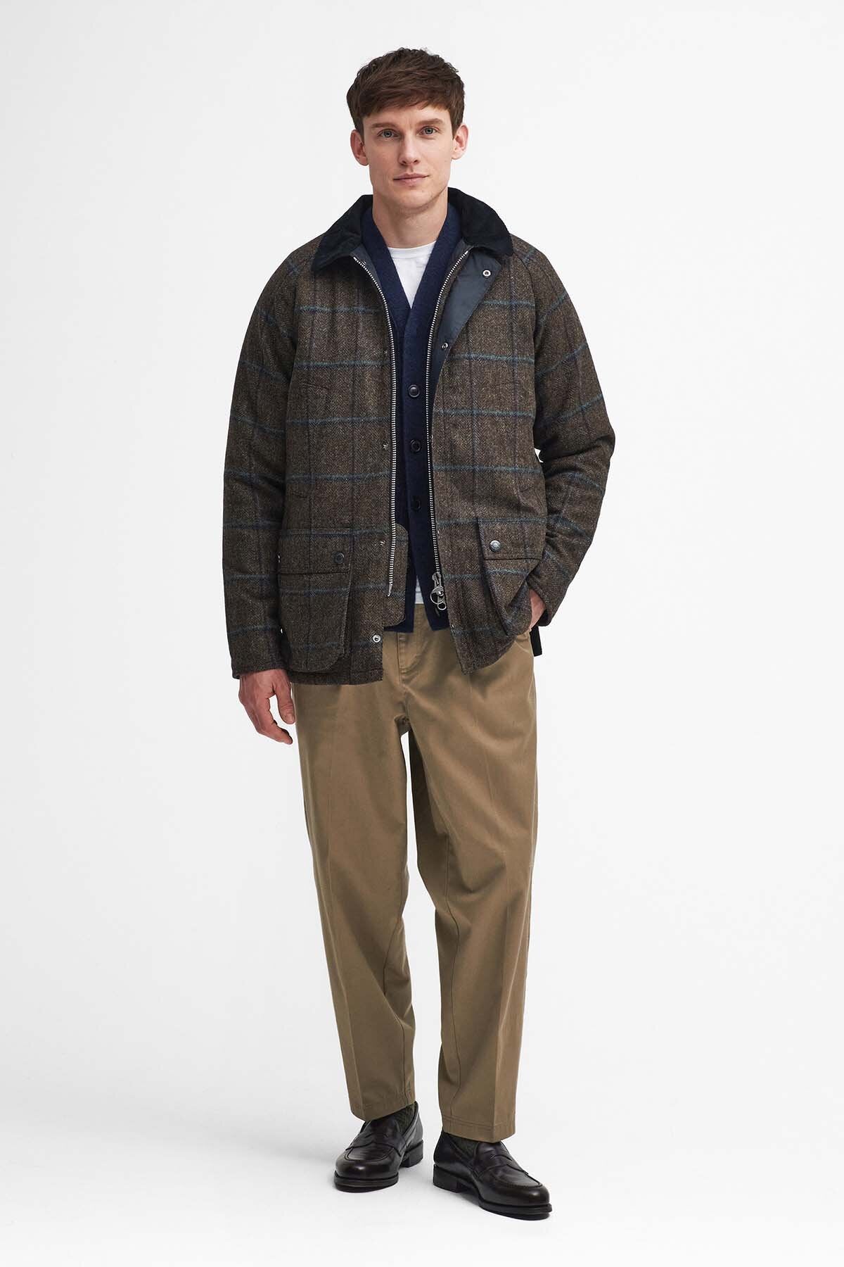 Bedale Check Wool Jacket - BROWN