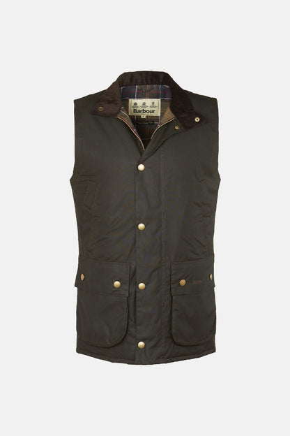 Waxed Cotton Gilet - OLIVE