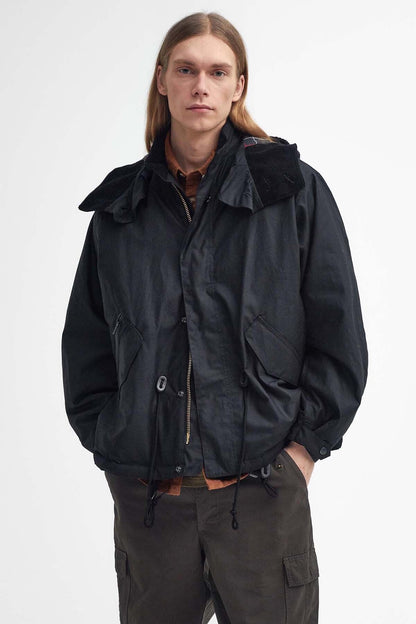 Short Wind Waxed Parka - BLACK