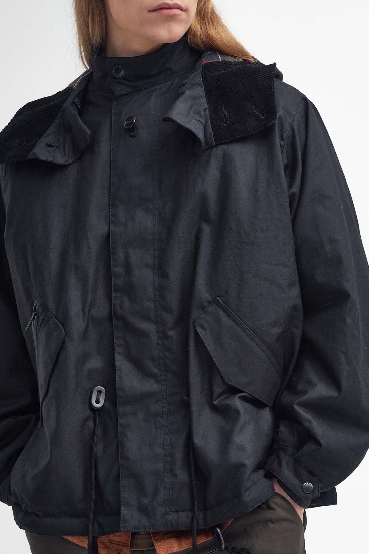 Short Wind Waxed Parka - BLACK