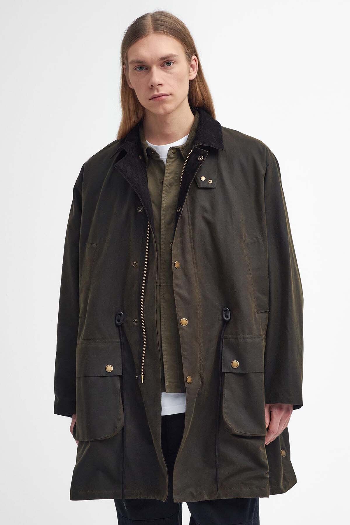 Bedale Waxed Trench Coat - OLIVE