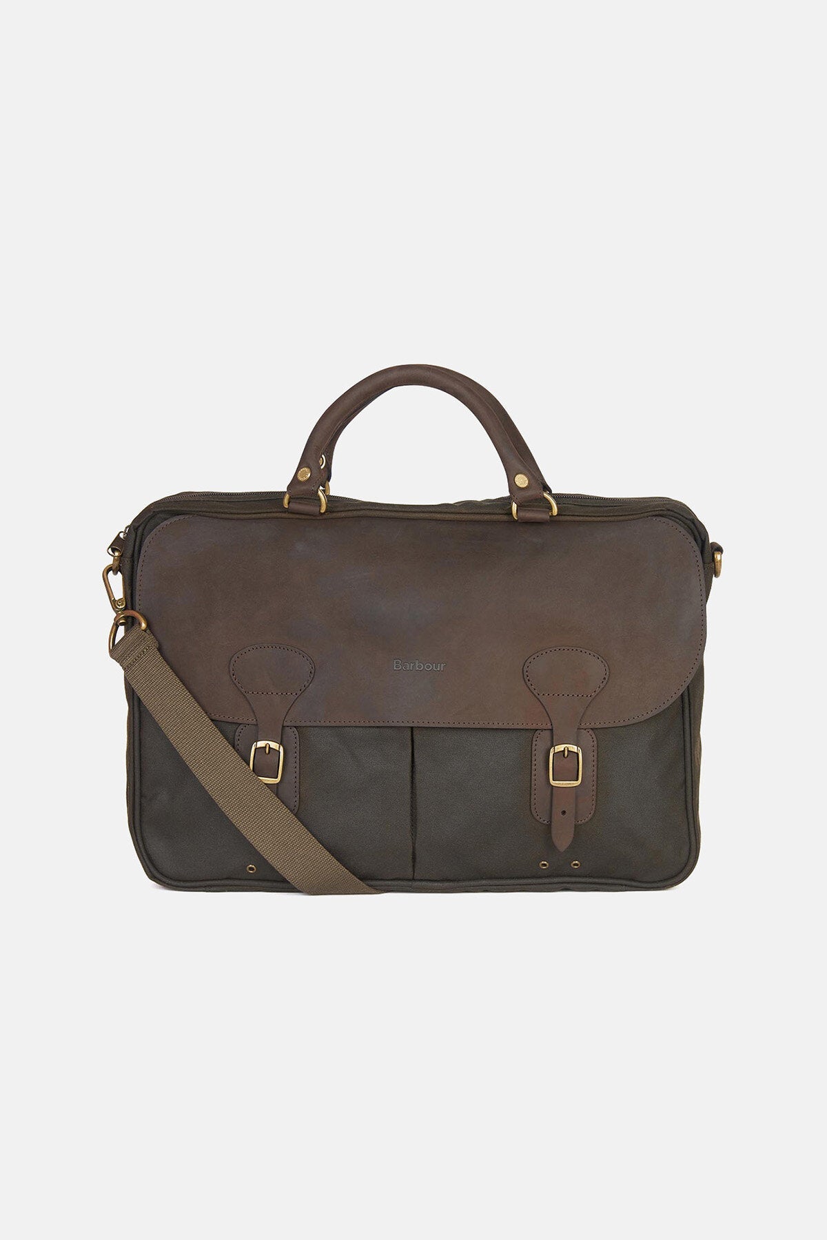 Wax Leather Briefcase - OLIVE