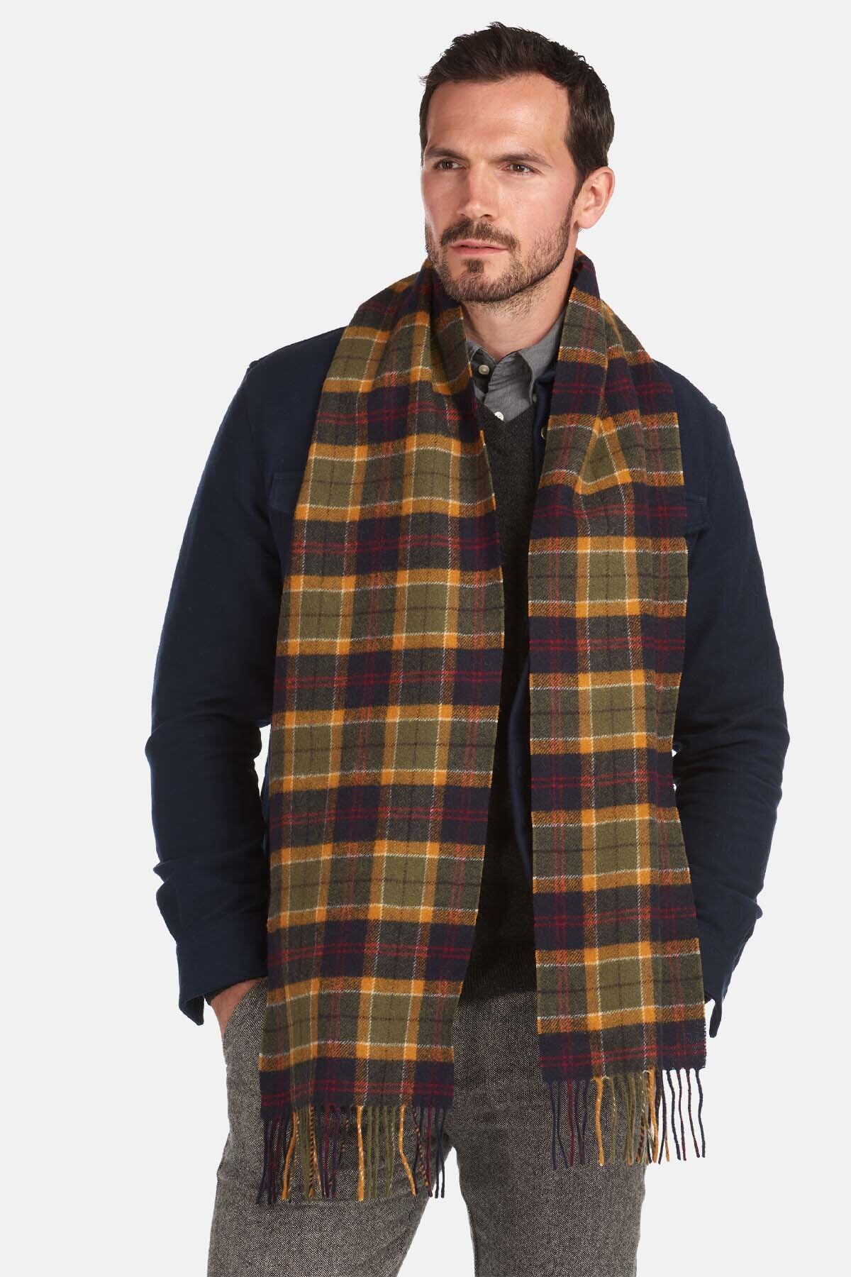 Tartan Lambswool Scarf - GREEN/NAVY/RED