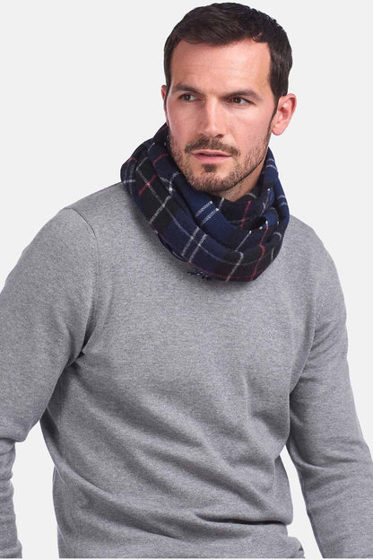 Tartan Lambswool Scarf - NAVY/RED