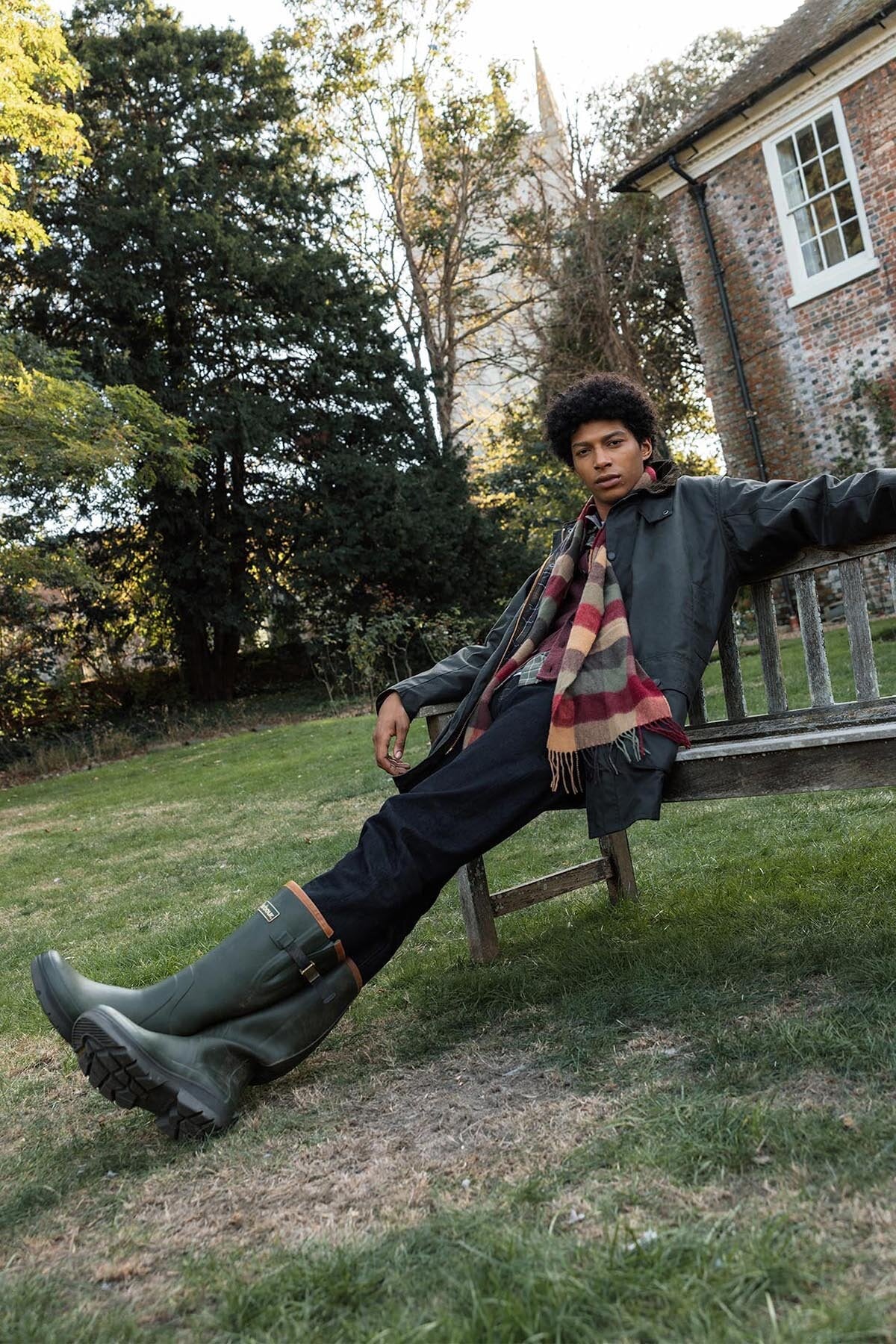 Large Tattersall Scarf - TAWNY PORT