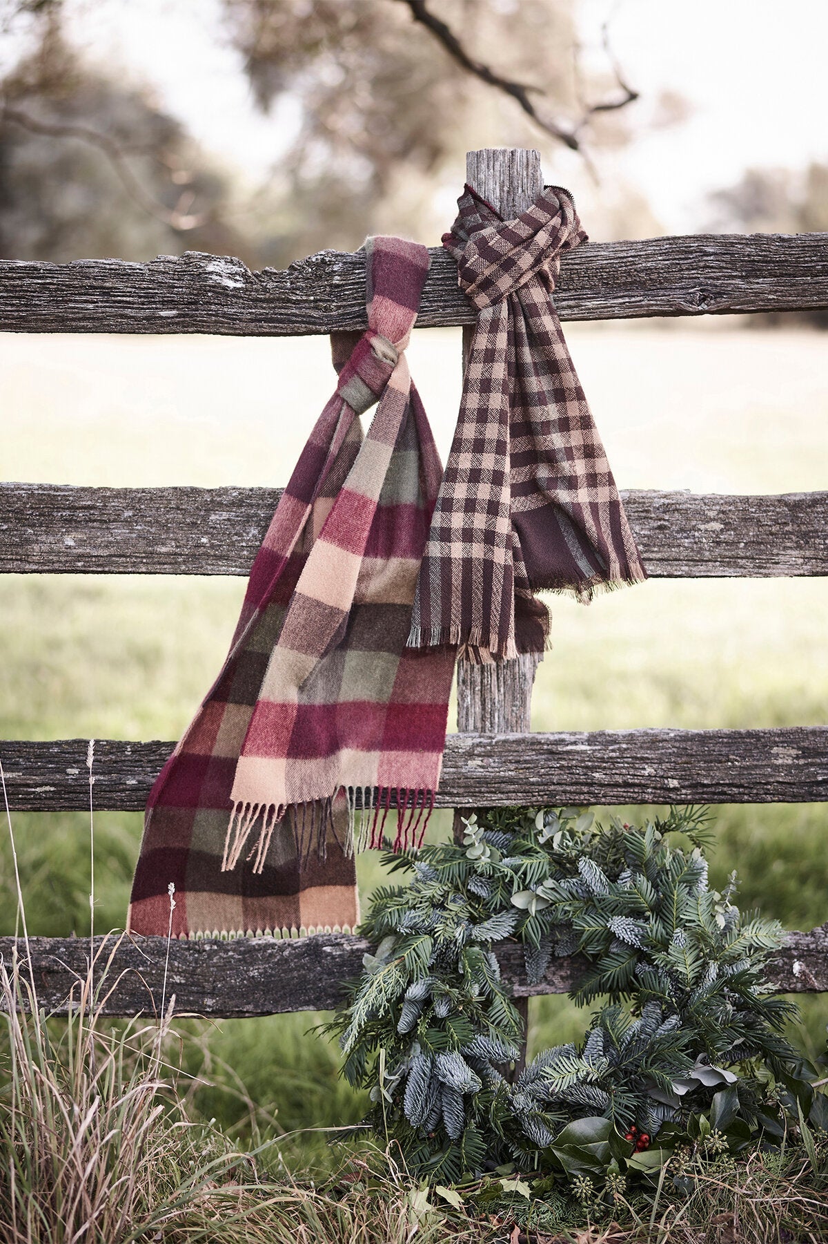 Large Tattersall Scarf - TAWNY PORT