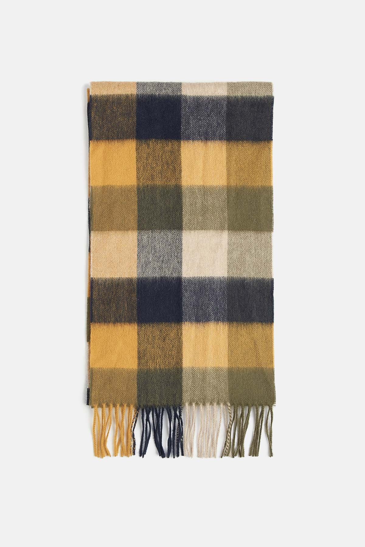 Large Tattersall Scarf - FOREST MIST
