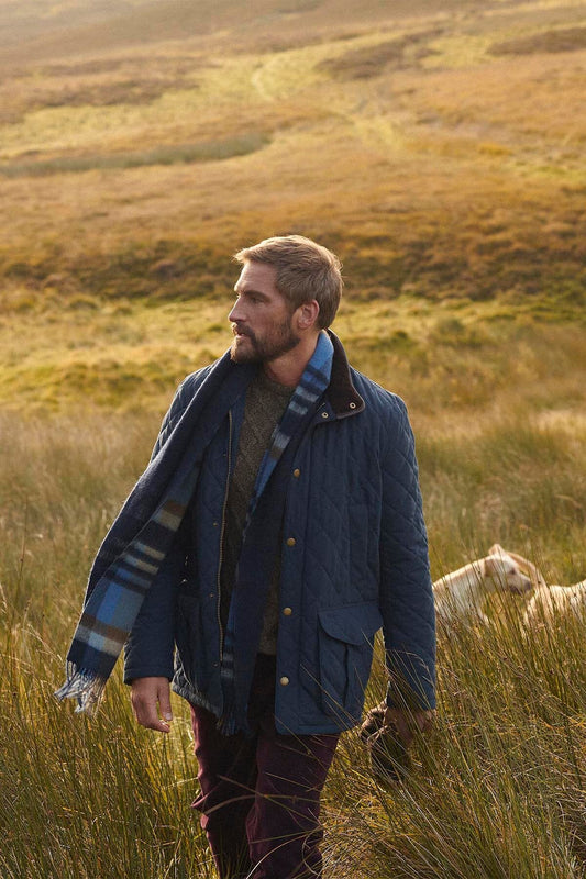 Field Reversible Wool Scarf - NAVY